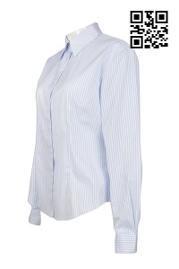 R215  訂做度身恤衫款式   設計條紋恤衫款式    製作女裝恤衫款式   恤衫製衣廠